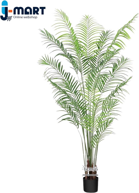 J-Mart Kunstboom - Kunstmatige Areca Palmboom - Nep Boom - Geschikt voor Binnen en Buiten - Incl. Plantenpot - 1.3 Meter Hoog