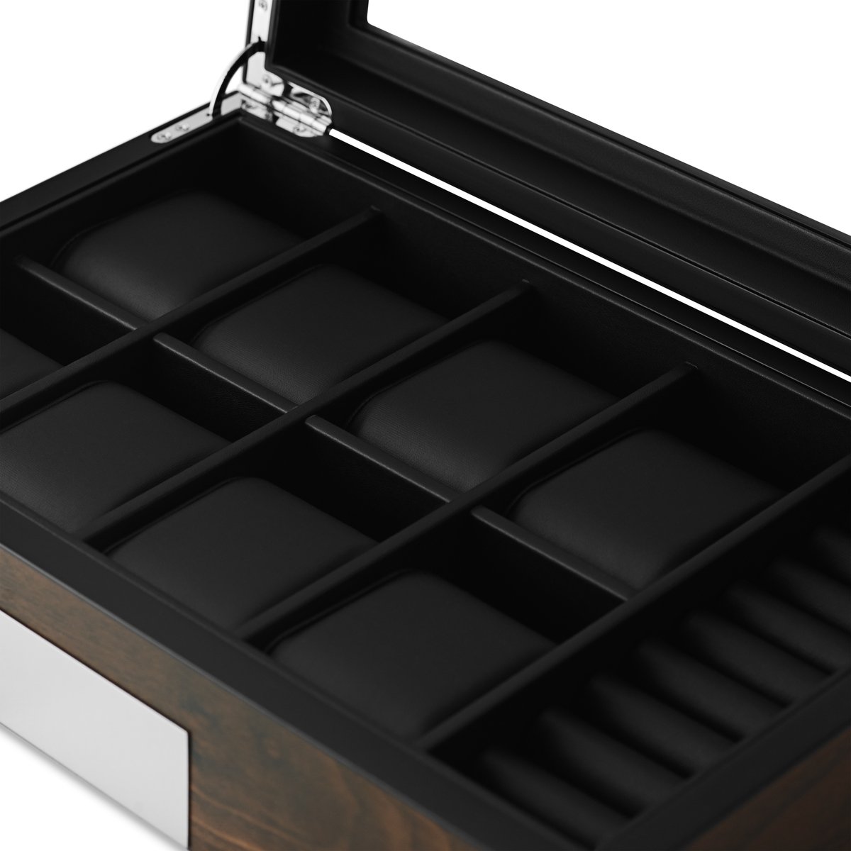 Walnotenhouten Fineer Displaybox met 8 Vakken voor Horloges en Manchetknopen