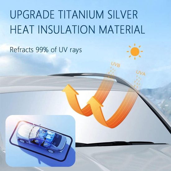Zonnescherm Auto-zonnescherm auto voorruit-Verstevigd autobezonderscherm-Universele zonnescherm voor voorruiten geschikt voor auto's, vrachtwagens, SUV's - 140x80CM van Merkloos — afbeelding 3