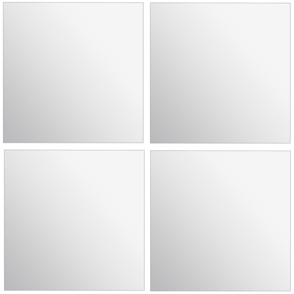 5Five® 5Five Plak spiegel tegels - 4x stuks - glas - zelfklevend - 40 x 40 cm - vierkant - muur/deur/wand Zilver