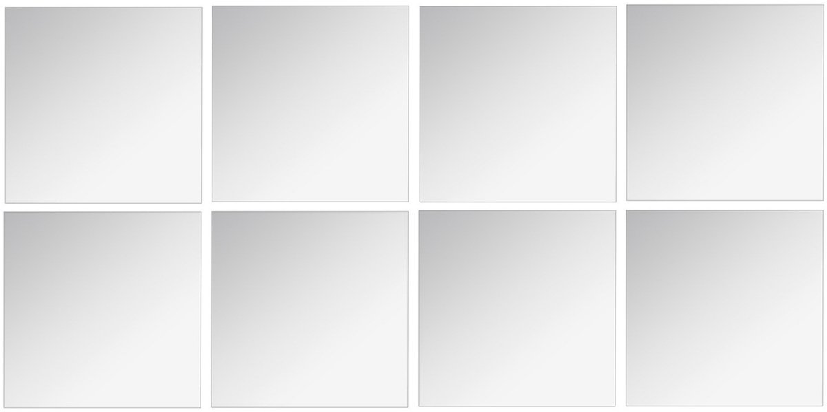 5Five® 5Five Plak spiegel tegels - 8x stuks - glas - zelfklevend - 40 x 40 cm - vierkant - muur/deur/wand Zilver