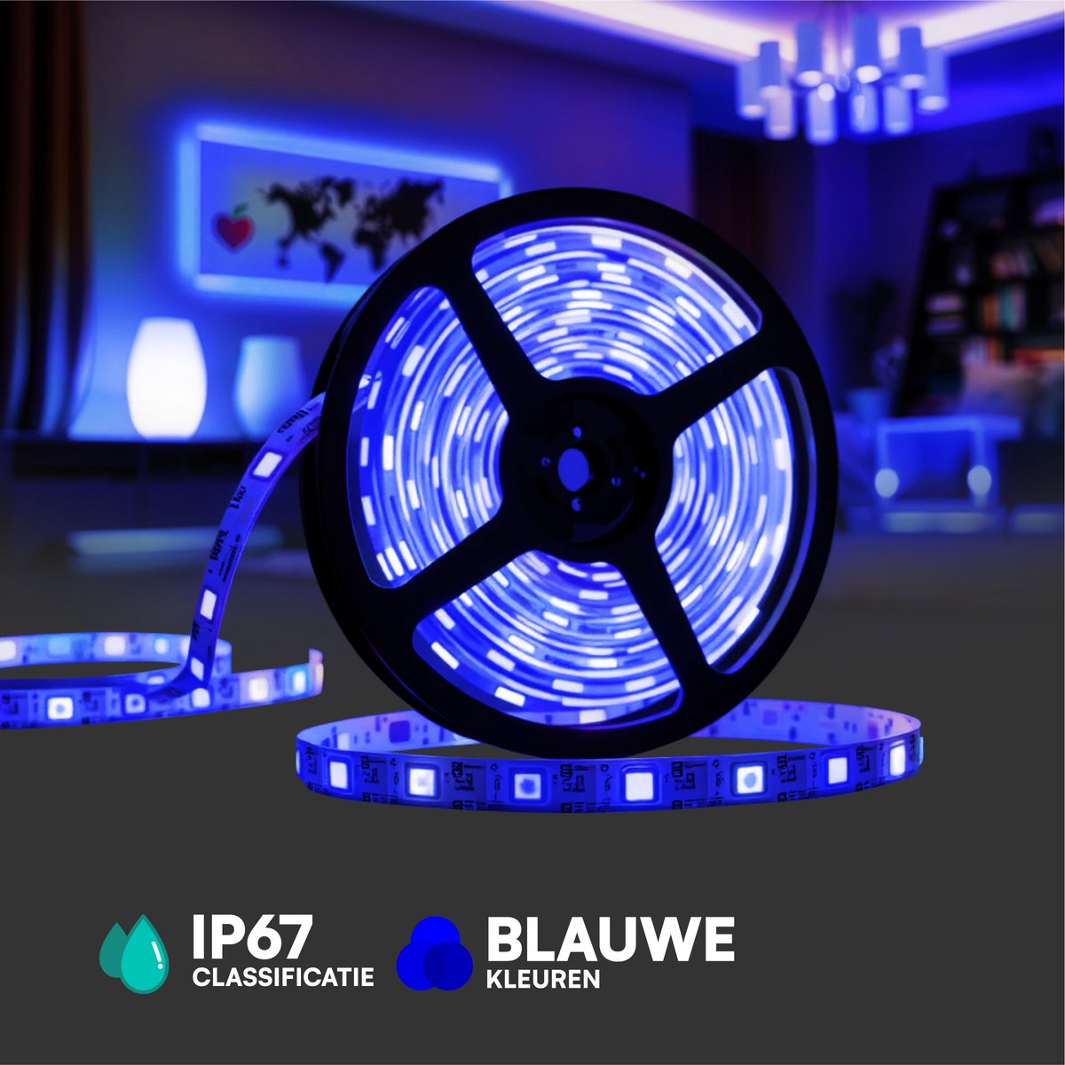 V-TAC VT-50503B LED Strip Light - Modules - IP67 Waterdicht - Kleurcode: Blauw - 0.72W- 66 Lumen