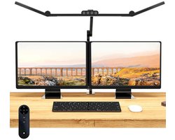 OnmiMartBureaulamp LED Dimbaar – Bureaulamp met Klem – Tafellamp – Hobbylamp – Ledlamp - Klemlamp - Afstandsbediening - Touch Screen-Verlichtingsbereik van 80 inch (ca. 203 cm)- Drievoudig opvouwbaar ontwerp- Verstelbare lamp voor grote schermen