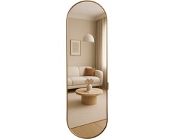 MISOU Wandspiegel - Goud - Ovale Spiegel - Passpiegel - Wanddecoratie - Badkamerspiegel - Woondecoratie - 115x30cm - Miroir Mural