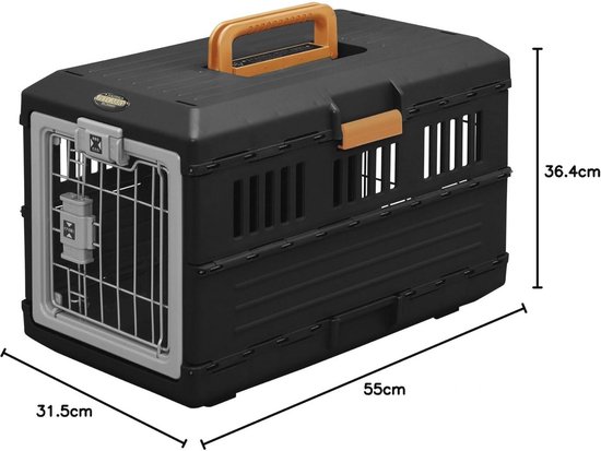 Inklapbare Transportbox voor Huisdieren - Zwart - Veilig en Duurzaam met Handgrepen van DierenXL — afbeelding 5