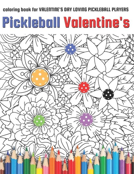 Pickleball Coloring Books- Pickleball Valentine's - cover