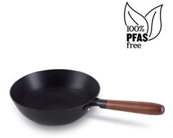 Beka Mandala Wok Non-Stick - Ø 28 cm – Unieke patroon - 100% PFAS-Vrije Antiaanbaklaag - Geschikt voor Inductie & BBQ - 100% Gerecycled geperst ijzer – Keramische antikleef -Houten steel met ophanggat