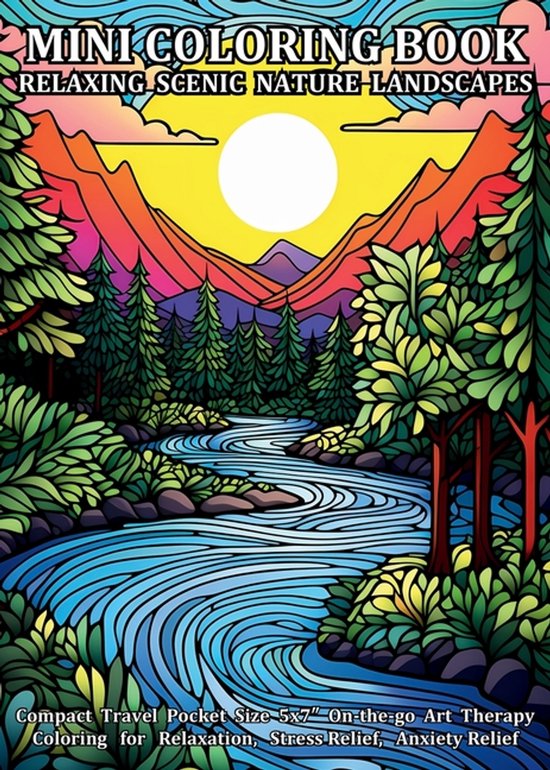Mini Coloring Book Relaxing Scenic Nature Landscapes - cover