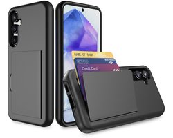 Smartphonica Telefoonhoesje Geschikt voor Samsung Galaxy A55 sterk TPU met pasjeshouder - TPU strong case with card slot - Zwart geschikt voor Samsung Galaxy A55