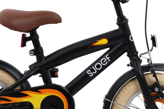 SJOEF Cruise Jongensfiets 12 inch Mat Zwart - Kinderfiets met zijwieltjes - Leeftijd 2, 3 & 4 jaar - Kledingmaat 90-105 - Fiets 12 inch van SJOEF — afbeelding 3