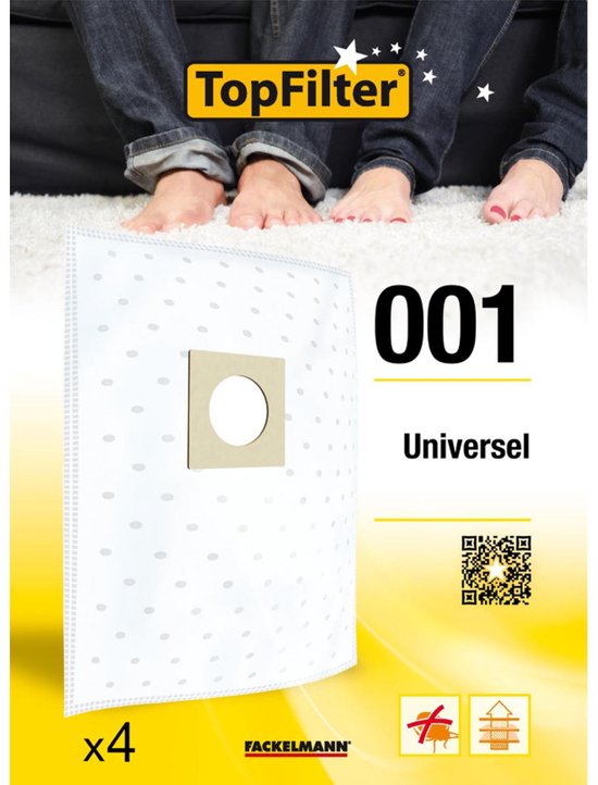 Lot de 4 sacs universels pour aspirateur 64001 TopFilter Premium