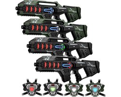 Light Battle Connect Mega Blasters - 4 Laserguns + 4 lasergame vesten - Met anti-cheat beveiliging tegen valsspelen - Laser game voor 4 spelers