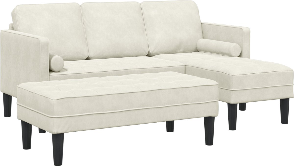 vidaXL - Bankstel - 2 - st - Crème - Polyester