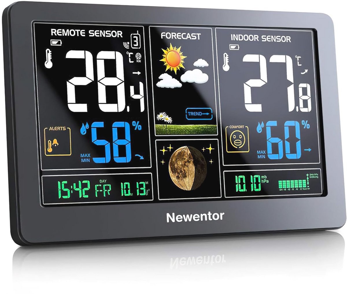 Draadloos weerstation met buitensensor en weersvoorspelling