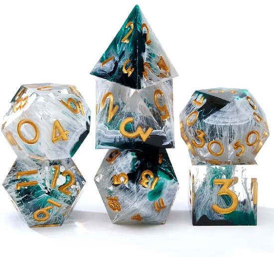 Lapi Toys - Dés Dnd - Ensemble de dés - Sac à dés inclus - Résine - Blauw