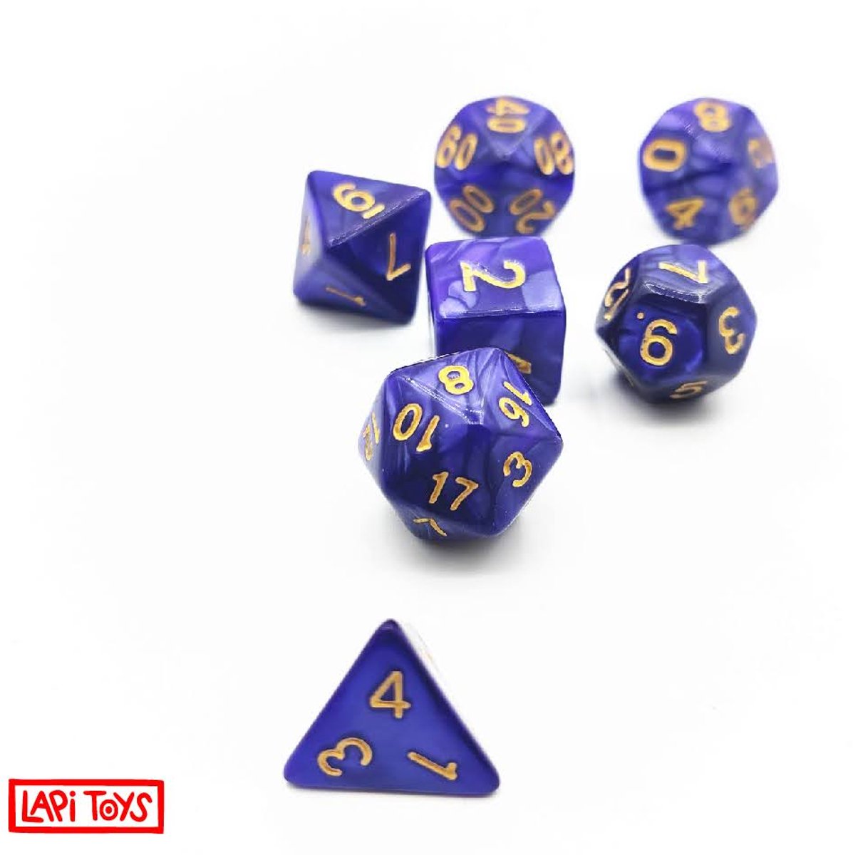 Lapi Toys - Dnd dobbelstenen - Dice set - Dobbelstenen dungeons dragons - Incl. dice bag - Acryl - Paars