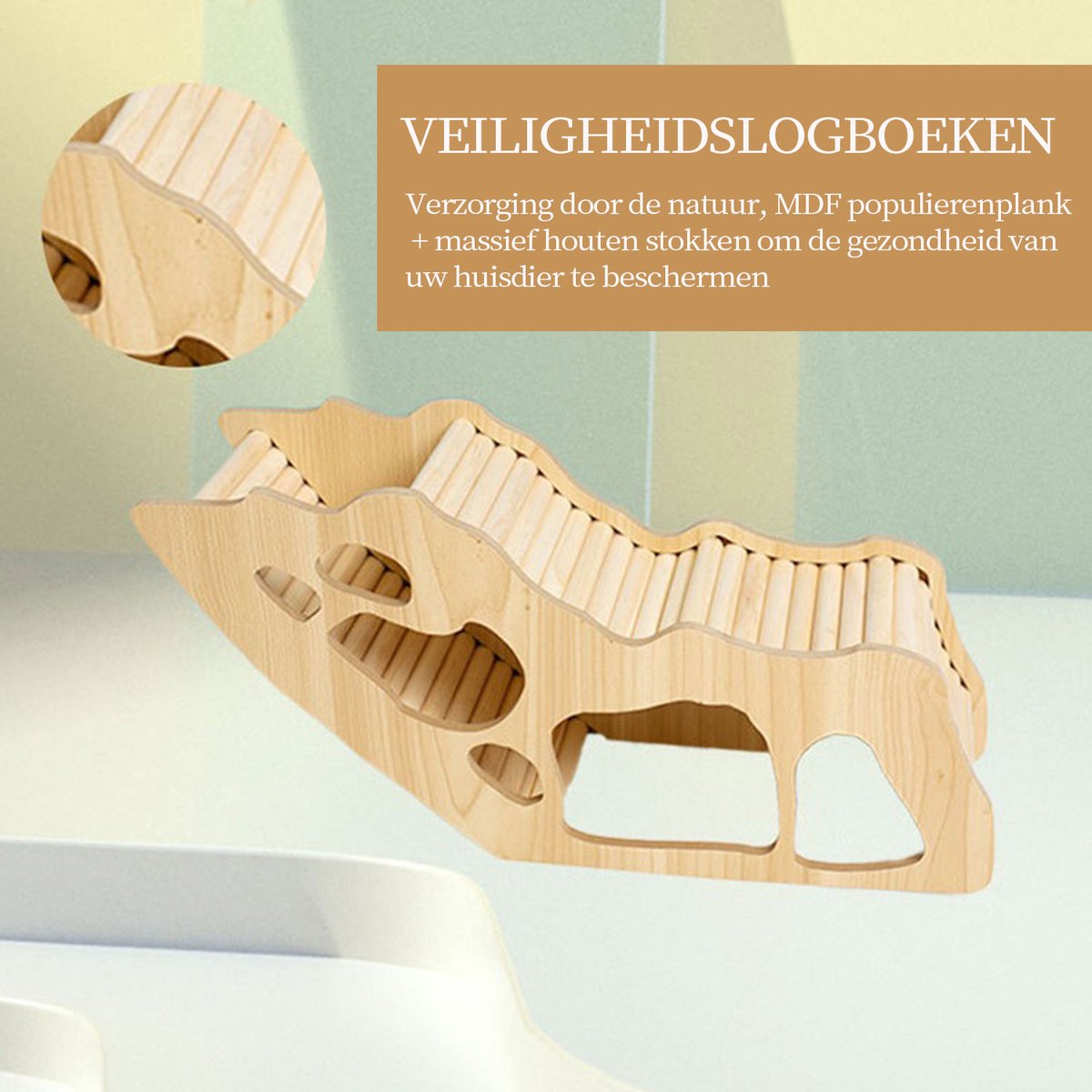 2 stuks hamsters, houten hek, hamsterladder, brug, speelgoed, 50 cm, buigbare rattenladder, speelgoed, kooi, accessoires voor muizen, gerbils, chinchilla, kauwspeelgoed, decoratie