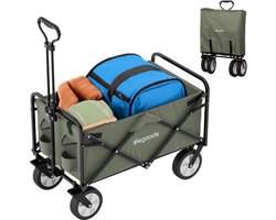 LifeGoods Bolderkar - Opvouwbaar - Draaibare wielen - 94L - 2 Standen - 70KG Draagkracht - Groen