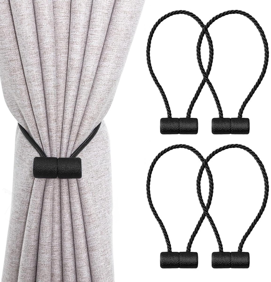 Ibenzoa® Stijlvolle en Functionele Magnetische Gordijnhouders voor Elke Kamer in Huis