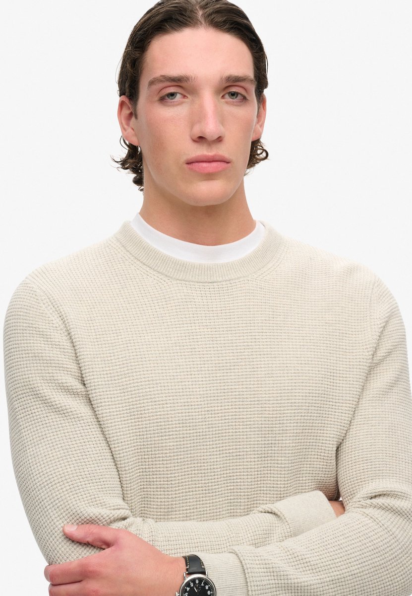 Superdry Gebreide trui met ronde hals en textuur Heren Sweaters Grijs