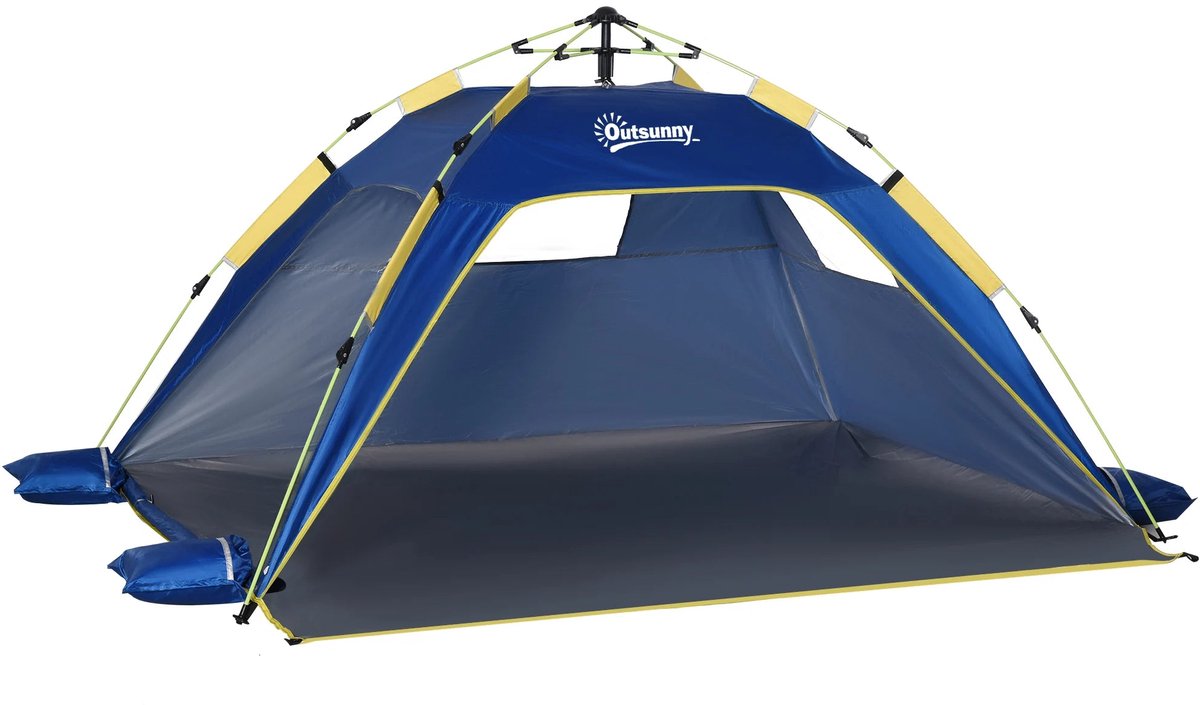 Pop-up Strandtent – 220x173x120 cm – Donkerblauw – Voor 2 Personen – Met Automatisch Vouwsysteem