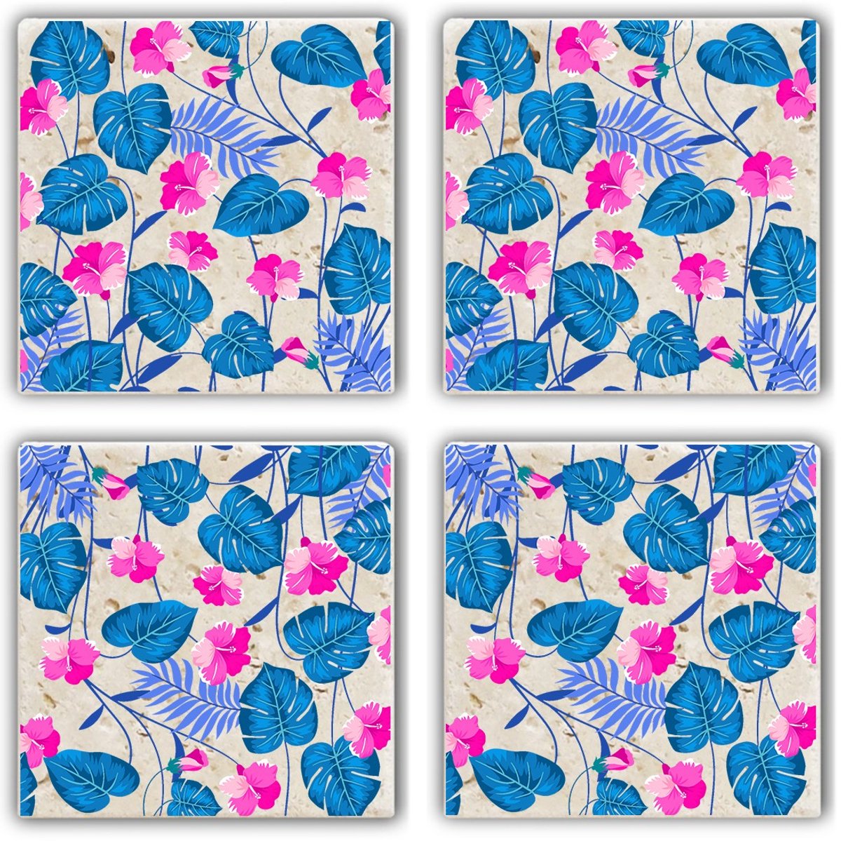 Asir - Onderzetter - Veelkleurig - 10 x 10 x 1 cm - 4 Stuks