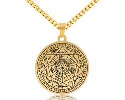 Beschermengelen Ketting Goudkleurig - 7 Engelen Talisman / Medalion - Aartsengel - Engelen Hanger - 60cm