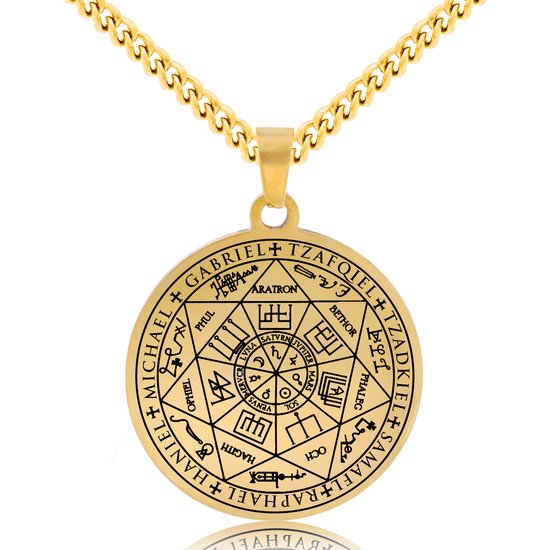 Collier Anges Gardiens Doré - Talisman / Médaillon 7 Anges - Archange - Pendentif Ange - 60cm