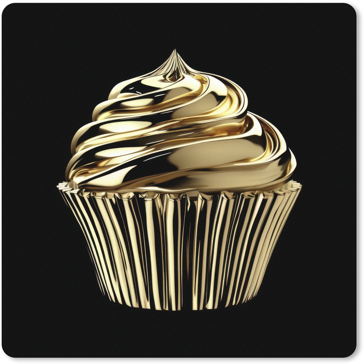 Muismat XXL 40x40 cm - Bureau onderlegger - Bureau mat Cupcake - Eten - Goud - Zwart - Bureaumat - Gaming mousepad xl - Bureaulegger groot - Computer deskmat