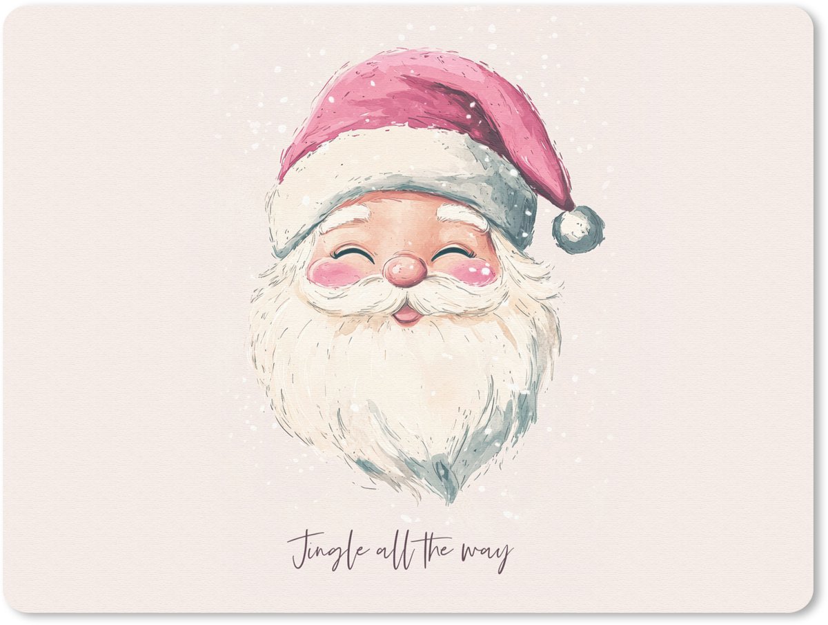 Muismat 23x19 cm - Mousepad Kerstman - Kerst - Quote - Beige - Muismatten