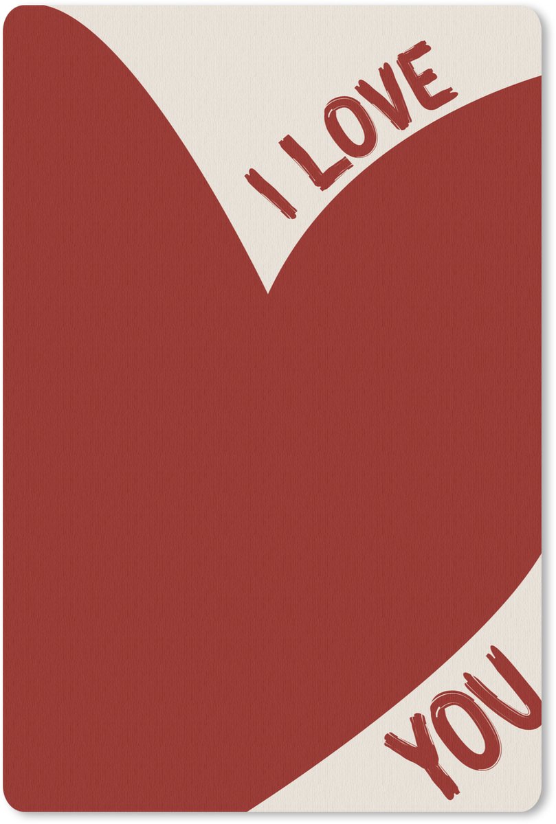 Muismat 18x27 cm - Mousepad Loveyou - Rood - Hart - Muismatten