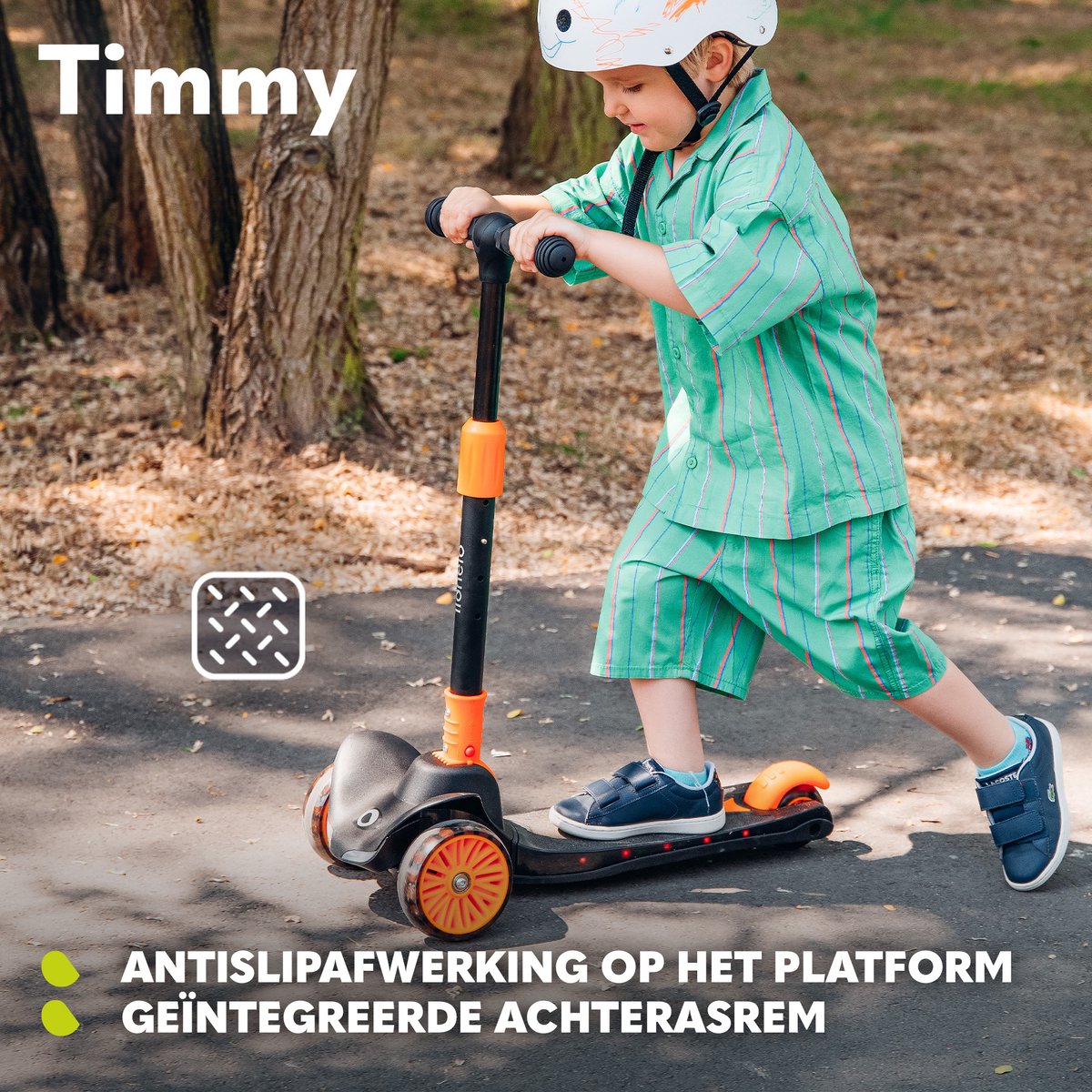 Lionelo Timmy Kinderstep - Balansstep voor kinderen - van 3 jaar - tot 50kg - verstelbaar - LED wielen - Anti-slip platform - Inklapbaar stuur - Verlichting in wielen & deck - Geen montage nodig — afbeelding 5