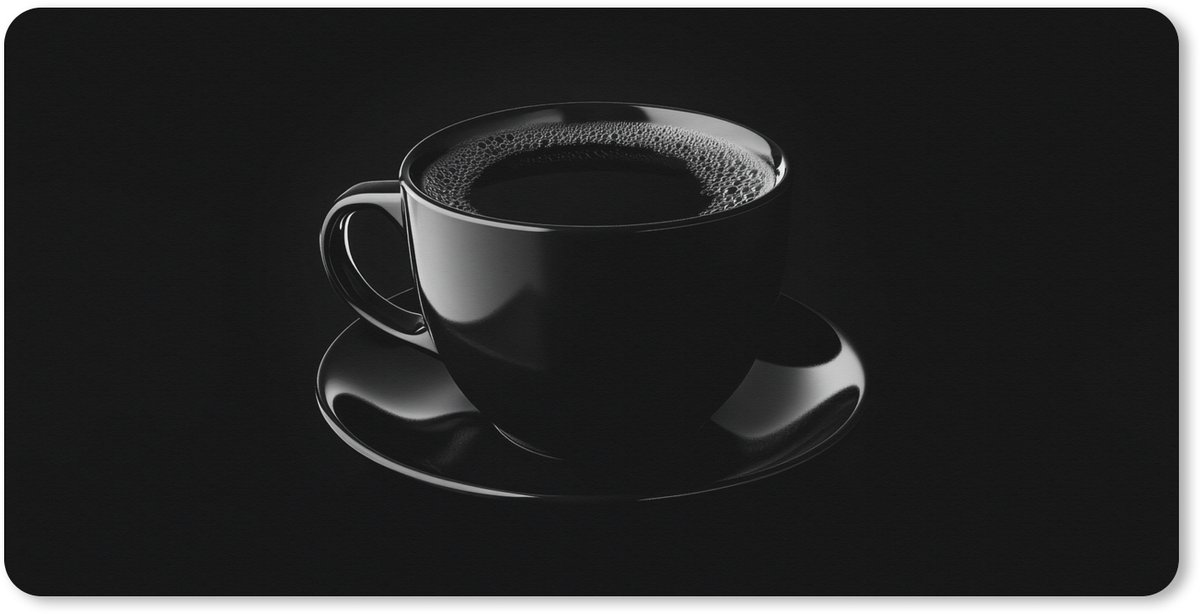 Muismat XXL 90x45 cm - Bureau onderlegger - Bureau mat Zwart - Koffie - Kopje - Bureaumat - Gaming mousepad xl - Bureaulegger groot - Computer deskmat