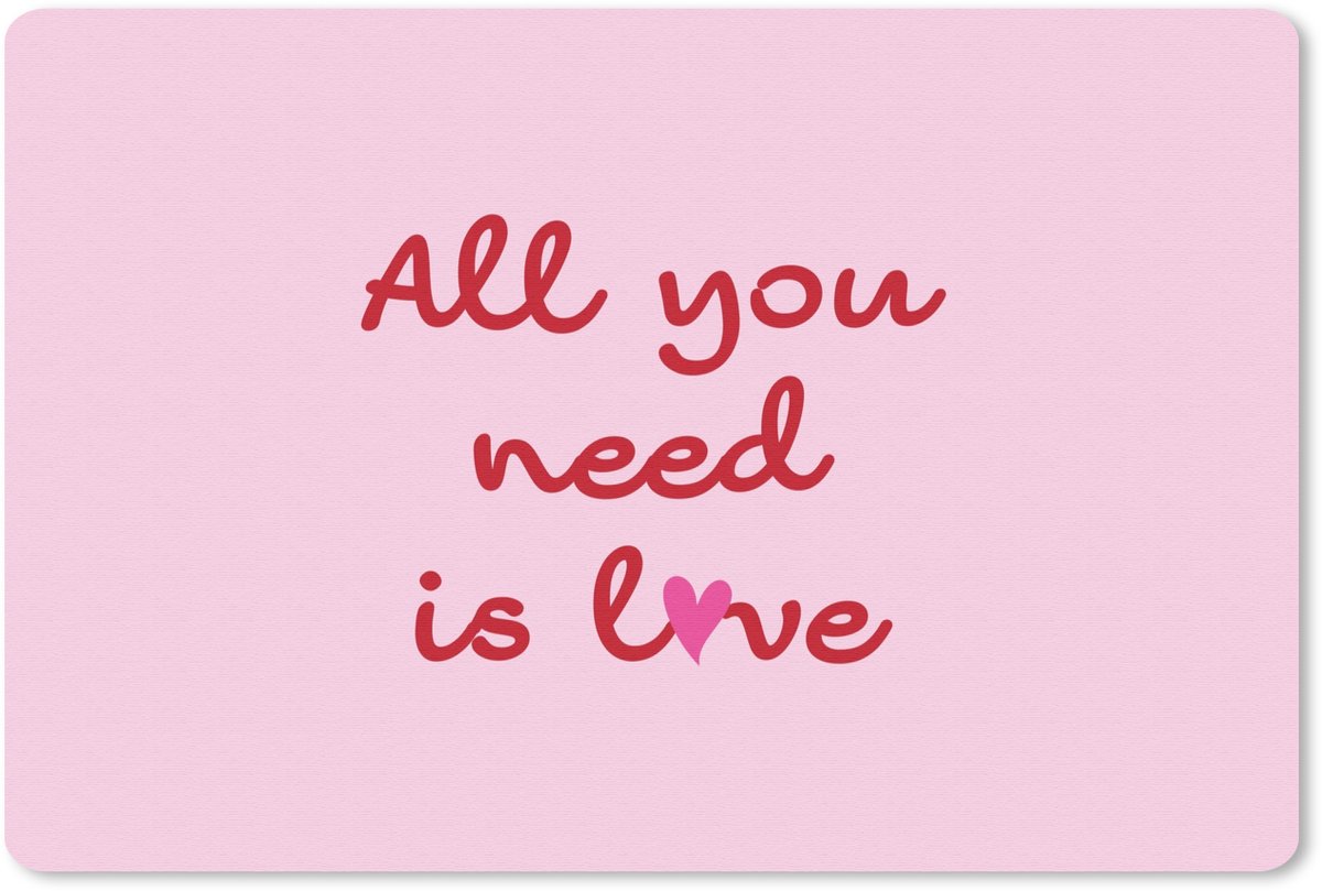 Muismat 27x18 cm - Mousepad Tekst - Roze - Love - Hart - Muismatten