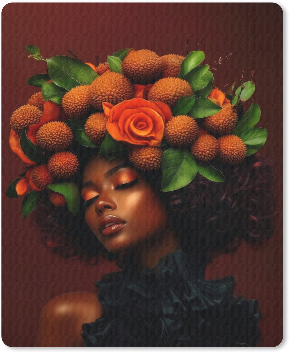 Muismat 19x23 cm - Mousepad Vrouw - lychee - exotisch - Muismatten