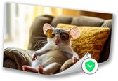 Relaxte muis met zonnebril - Humor poster - Muurdecoratie muis - Surrealistisch - Vintage poster - Decoratie slaapkamer - Poster 70x50 cm