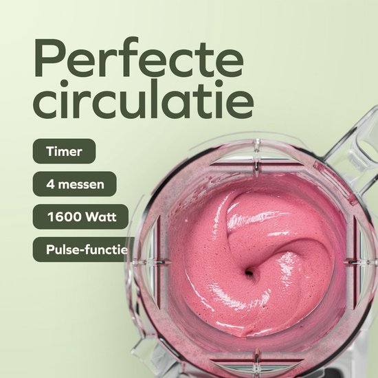 KitchenBrothers Power Blender - 1600W - 2L - Smoothie Maker - IJscrusher - Metallic Grijs van KitchenBrothers — afbeelding 5