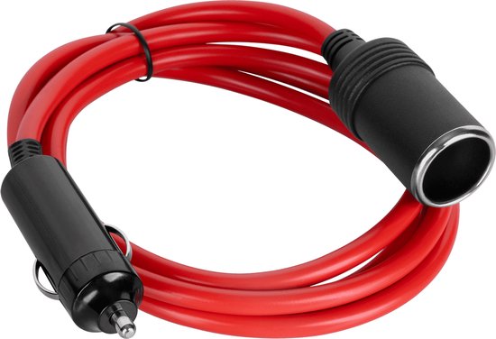 Verlengsnoer voor Sigarettenaansteker - 15A 12/24V - Max. 120W - 1.5 meter - Rood