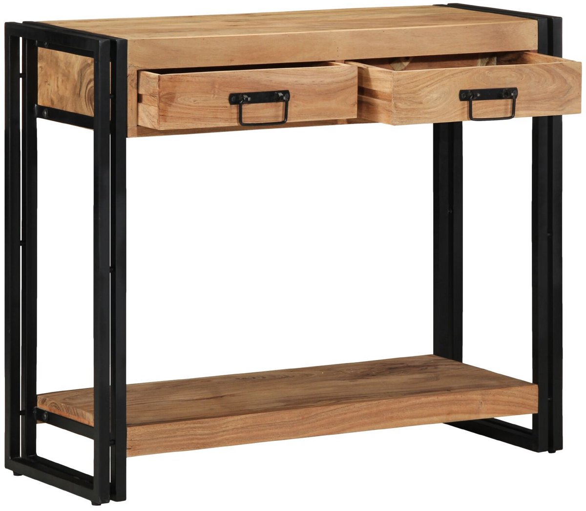 vidaXL Wandtafel - met - lade - Bruin - 90 - x - 33 - x - 75 - cm - Massief - Acacia - Hout