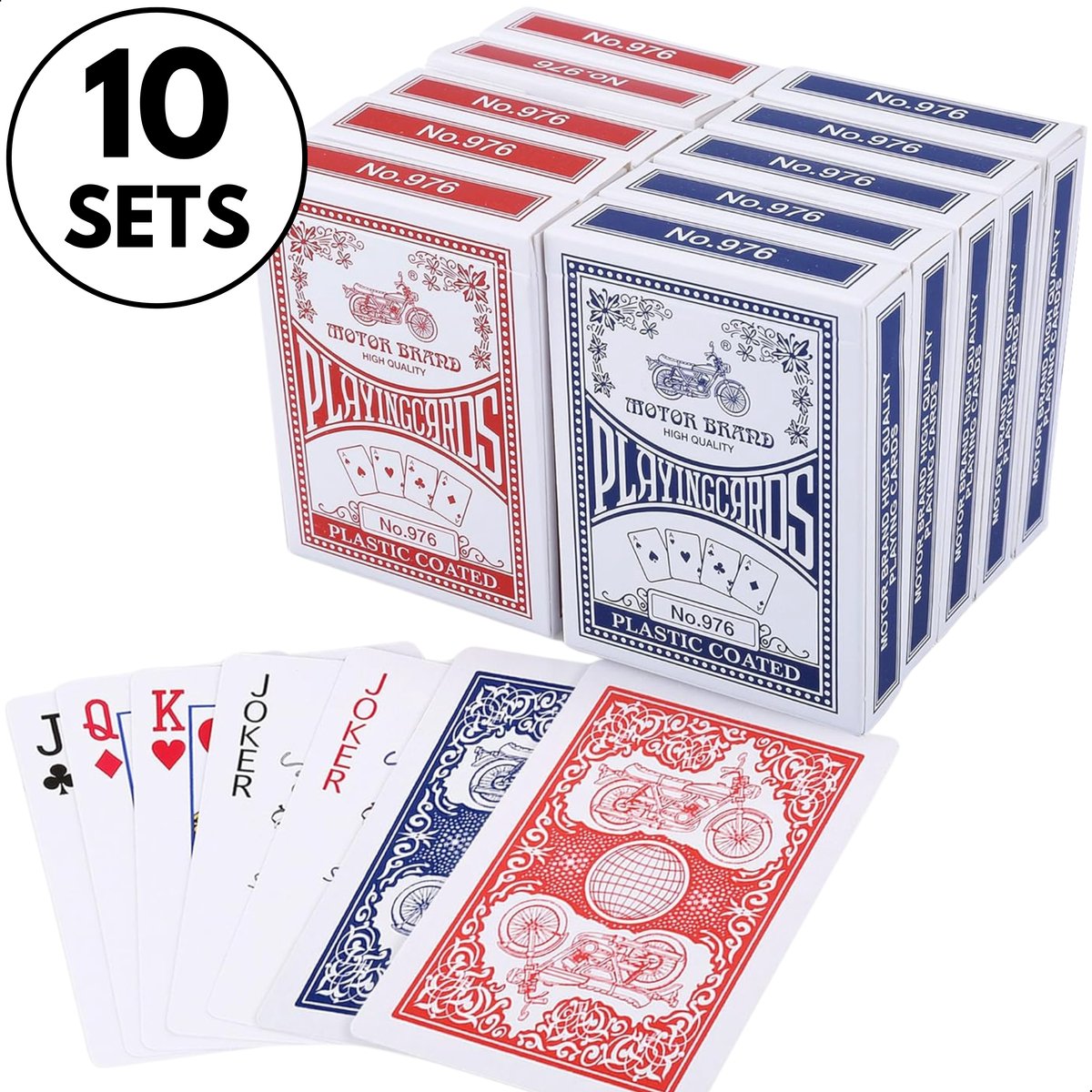 Boncy® Hoge Kwaliteit Speelkaarten - 10 Sets - Rood & Blauw Kaartspel - Plastic Coated Kaarten - Spelkaarten Pokerkaarten - Playing Cards voor Poker of Drankspel Volwassenen