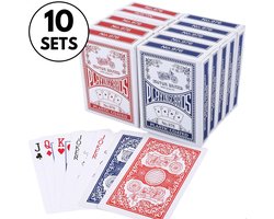 Boncy® Hoge Kwaliteit Speelkaarten - 10 Sets - Rood & Blauw Kaartspel - Plastic Coated Kaarten - Spe