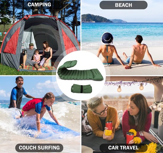 Ibenzoa® Isomat Camping zelfopblazend luchtmatras outdoor ultralichte slaapmat dik opblaasbaar met kussen opvouwbare thermo-iso-mat met voetpomp voor tent, trekking, strand, reizen, wandelen van Ibenzoa — afbeelding 5