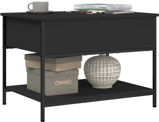 vidaXL Salontafel 70 x 50 x 50 cm en bois et métal noir - Table basse - Tables basses - Table d'appoint - Table de canapé