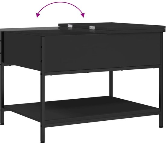 vidaXL Salontafel 70 x 50 x 50 cm en bois et métal noir - Table basse - Tables basses - Table d'appoint - Table de canapé