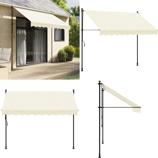 Store banne rétractable vidaXL 250 x 150 cm, tissu et acier, couleur crème - Auvents banne rétractable - Store banne rétractable - Protection solaire