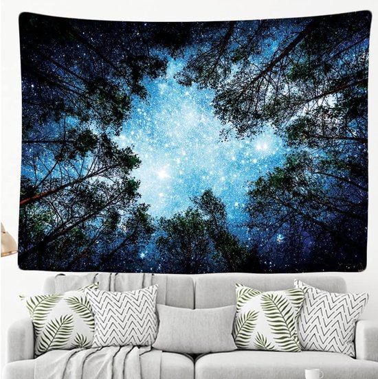 Ulticool - Stars Universe Planets Nature Arbres Forest - Tapisserie - 200x150 cm - Groot tapisserie - Affiche