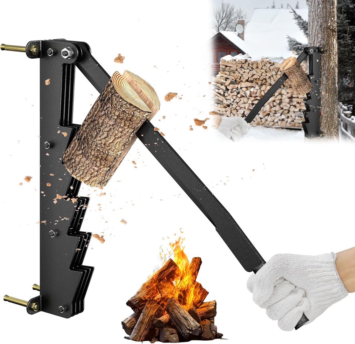 Aufun Houtkloofmachine Handmatige Gietijzeren Wandbevestiging Brandhoutkloofmachine Voor Hout Wandbevestiging Brandhoutkloofmachine Handmatige Houtkloofmachine Hakmes Met Lange Handgreep Brandhoutkloofmachine