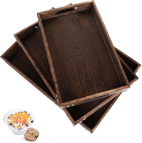 Set houten dienbladen (3st) - Feeërieke Set houten dienbladen (3st) - Feeërieke
