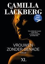 Boek "Vrouwen zonder genade" van Camilla Läckberg. Grote Letter Uitgave. Drie onbekende vrouwen vinden elkaar en hebben hetzelfde gruwelijke doel.