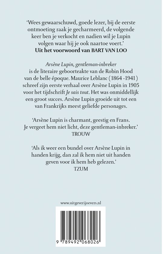 Achterkant van het boek met recensies en barcode.